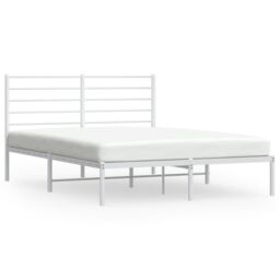 Berkfield Home Metal Bed Frame with Headboard White 135x190 cm Double - thumbnail 2