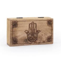 KDMD Med Square Box 17x10x4.2cm - Hamsa Black Engraved in Brown - Size: 17x10x4.2 cm - thumbnail 3