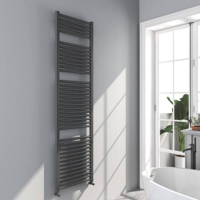 Bathroom Kingdom Omata Gunmetal Grey Straight Heated Towel Rail 1800x500mm - image 1