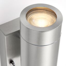 Loops Automatic Up & Down IP44 Wall Light with PIR - 2 x 7W GU10 LED - Brushed Steel in Metallics - thumbnail 4