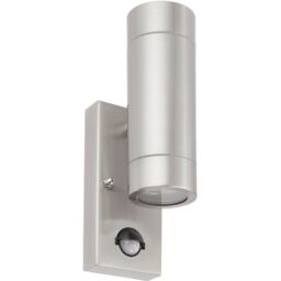 Loops Automatic Up & Down IP44 Wall Light with PIR - 2 x 7W GU10 LED - Brushed Steel in Metallics - thumbnail 3
