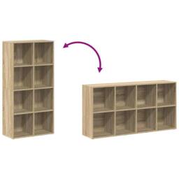 Berkfield Home Book Cabinet/Sideboard Sonoma Oak 66x30x130 cm Engineered Wood in Brown - Size: 66 x 30 x 130 cm - thumbnail 8