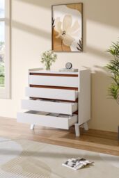 4-Tier Dresser Storage Cabinet with Drawers in White - thumbnail 2