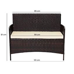 Alivio 4 Seater Rattan Furniture Set with Coffee Table & Anti-UV Cushions for Indoor Outdoor Patio Garden - Grey in Black - thumbnail 3