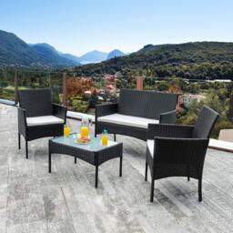 4 Seater Garden Rattan Furniture Set with Table