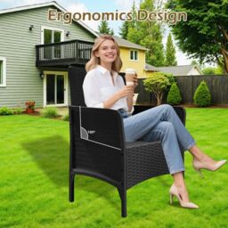 Alivio 4 Seater Rattan Furniture Set with Coffee Table & Anti-UV Cushions for Indoor Outdoor Patio Garden - Grey in Black - thumbnail 8