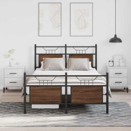 Berkfield Home Bed Frame without Mattress Brown Oak 120x200 cm Engineered Wood - Size: Small Double - thumbnail 4