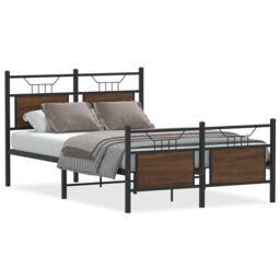 Berkfield Home Bed Frame without Mattress Brown Oak 120x200 cm Engineered Wood - Size: Small Double - thumbnail 2
