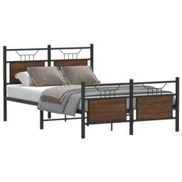 Berkfield Home Bed Frame without Mattress Brown Oak 120x200 cm Engineered Wood - Size: Small Double - thumbnail 1