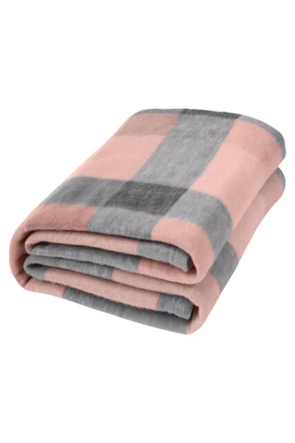 OHS Tartan Check Fleece Throw Winter Warm Soft Blanket in Baby Pink - Size: 120 cm x 150 cm - image 1