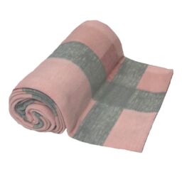 OHS Tartan Check Fleece Throw Winter Warm Soft Blanket in Baby Pink - Size: 120 cm x 150 cm - thumbnail 2