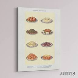 "Artery8 Vegetable Side Dishes Kitchen Decor Mrs Beeton Canvas Wall Art Print in White - Size: W12"" x H16""" - thumbnail 2