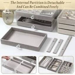 Havendro Grey Clear Acrylic Storage Box Jewellery Box with 3 Drawer - thumbnail 4