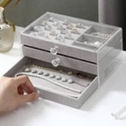 Havendro Grey Clear Acrylic Storage Box Jewellery Box with 3 Drawer - thumbnail 2