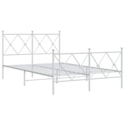 Berkfield Home Metal Bed Frame without Mattress with Footboard White 120x200cm - Size: Small Double - thumbnail 3