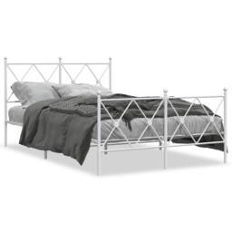 Berkfield Home Metal Bed Frame without Mattress with Footboard White 120x200cm - Size: Small Double - thumbnail 1