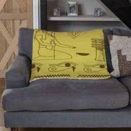 Benjamin Tate Design Pattern Of Egyptian Hieroglyphics Blanket in Natural - Size: 120 cm x 150 cm - thumbnail 2