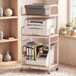 Havendro 3-Tier Rolling Printer Stand Mobile Machine Table Cart With Shelves in White - thumbnail 3