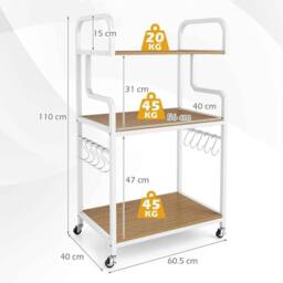 Havendro 3-Tier Rolling Printer Stand Mobile Machine Table Cart With Shelves in White - thumbnail 2