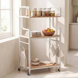 Havendro 3-Tier Rolling Printer Stand Mobile Machine Table Cart With Shelves in White - thumbnail 4