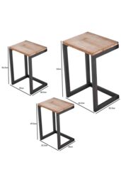 FWStyle Urban Design Modern Nest Of 3 Firewood Metal Nesting Table in Brown - thumbnail 5