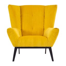 Luxurious Yellow Fabric Armchair, Velvet Upholstered Occassional Arm Chair, Striking Design Lounge Chair
