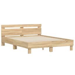 Berkfield Home Durable Bed Frame with LED without Mattress Sonoma Oak 150x200 cm in Light Brown - Size: King - thumbnail 6