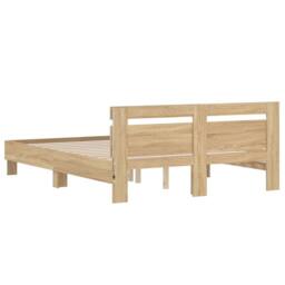 Berkfield Home Durable Bed Frame with LED without Mattress Sonoma Oak 150x200 cm in Light Brown - Size: King - thumbnail 9