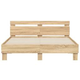 Berkfield Home Durable Bed Frame with LED without Mattress Sonoma Oak 150x200 cm in Light Brown - Size: King - thumbnail 7