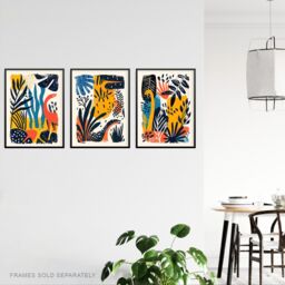 "Artery8 Set of 3 Modern Abstract Dinosaur Jungle 12X16"" Wall Art Prints in Yellow - Size: W12"" x H16""" - thumbnail 3
