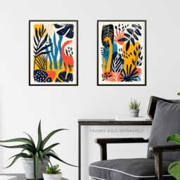 "Artery8 Set of 3 Modern Abstract Dinosaur Jungle 12X16"" Wall Art Prints in Yellow - Size: W12"" x H16""" - thumbnail 6