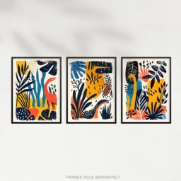 "Artery8 Set of 3 Modern Abstract Dinosaur Jungle 12X16"" Wall Art Prints in Yellow - Size: W12"" x H16""" - thumbnail 5