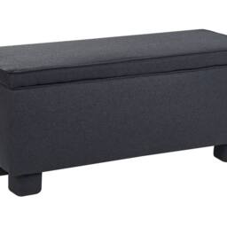 Wyld and Coco Storage Bench Grey Fabric with Lift-Up Top and Wooden Legs in Dark Grey - thumbnail 2
