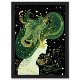 Artery8 Modern Concept Art Aurora Borealis Illustration Artwork Framed Wall Art Print A4 in Black - thumbnail 1