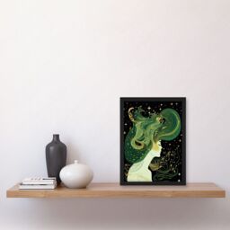 Artery8 Modern Concept Art Aurora Borealis Illustration Artwork Framed Wall Art Print A4 in Black - thumbnail 2