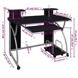 Berkfield Home Computer Desk Black 110x52x88.5 cm Engineered Wood - thumbnail 5