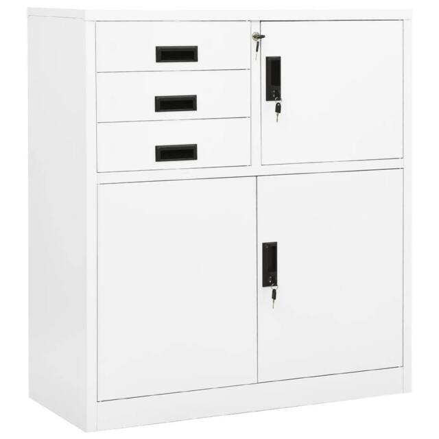 Berkfield Home Office Cabinet White 90x40x102 cm Steel - Size: 90 x 40 x 102 cm - image 1