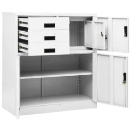Berkfield Home Office Cabinet White 90x40x102 cm Steel - Size: 90 x 40 x 102 cm - thumbnail 6