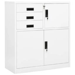 Berkfield Home Office Cabinet White 90x40x102 cm Steel - Size: 90 x 40 x 102 cm - thumbnail 1