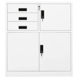 Berkfield Home Office Cabinet White 90x40x102 cm Steel - Size: 90 x 40 x 102 cm - thumbnail 2