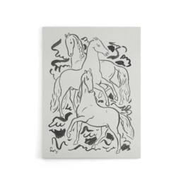 "Artery8 Three Horses Ink Drawing Leo Gestel Canvas Wall Art Print in White - Size: W18"" x H24""" - thumbnail 1