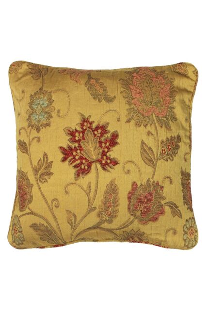 Paoletti Zurich Floral Jacquard Cushion in Gold - Size: 45 cm x 45 cm - image 1