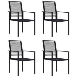Berkfield Home Sturdy Garden Chairs 4 pcs PVC Rattan Black - thumbnail 2