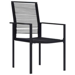 Berkfield Home Sturdy Garden Chairs 4 pcs PVC Rattan Black - thumbnail 3