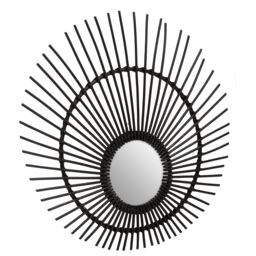 Orsina Rattan Wall Mirror, Wood Wall Mirror, Beaitiful Mirror in Wooden Frame, Rattan Wall Mirror in Black - thumbnail 4