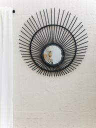 Orsina Rattan Wall Mirror, Wood Wall Mirror, Beaitiful Mirror in Wooden Frame, Rattan Wall Mirror in Black - thumbnail 2