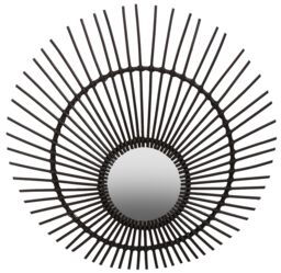 Orsina Rattan Wall Mirror, Wood Wall Mirror, Beaitiful Mirror in Wooden Frame, Rattan Wall Mirror in Black - thumbnail 1