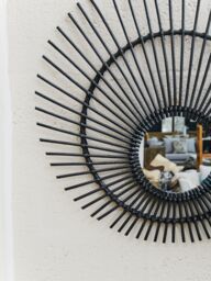 Orsina Rattan Wall Mirror, Wood Wall Mirror, Beaitiful Mirror in Wooden Frame, Rattan Wall Mirror in Black - thumbnail 3