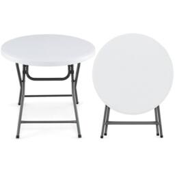 NESTLUNE 81 CM Round Foldable Table Round Plastic Table Coffee Dining Table in White - Size: 100 cm x 15 cm