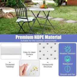 NESTLUNE 81 CM Round Foldable Table Round Plastic Table Coffee Dining Table in White - Size: 100 cm x 15 cm - thumbnail 6
